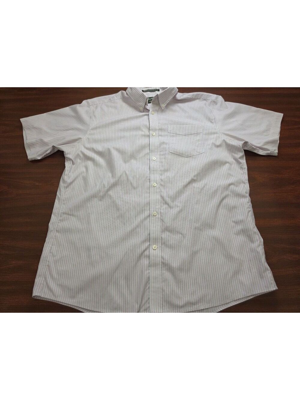 Eddie Bauer Mens Large Short Sleeve Button Down 100% Cotton Striped Shirt